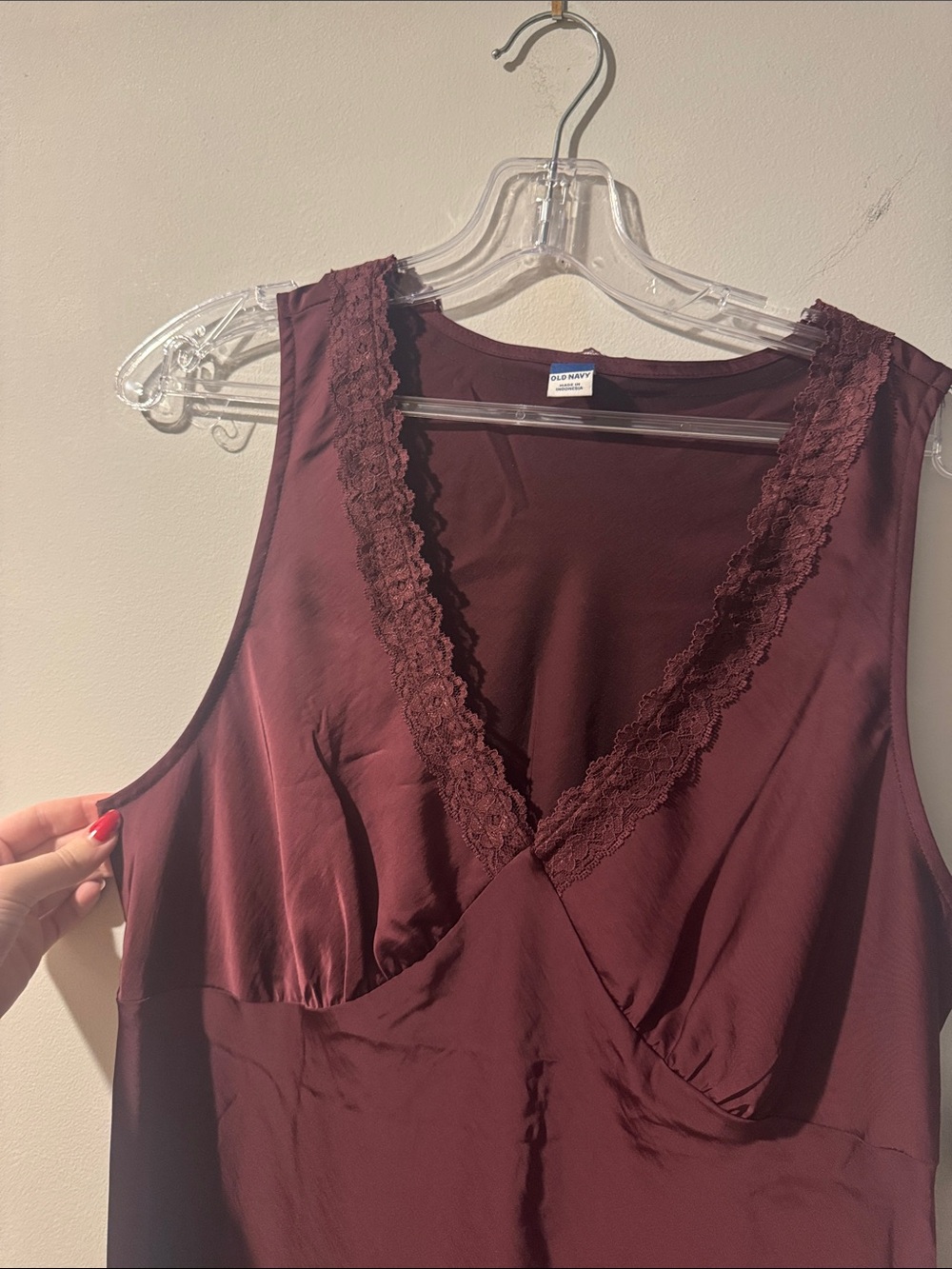 OLD NAVY• lace trim satin midi dress - Picture 6 of 7